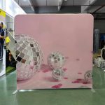 Pink Backdrop with disco balls